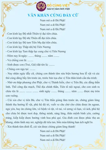 Bài Khấn Cúng Mụ Cho Bé Trai