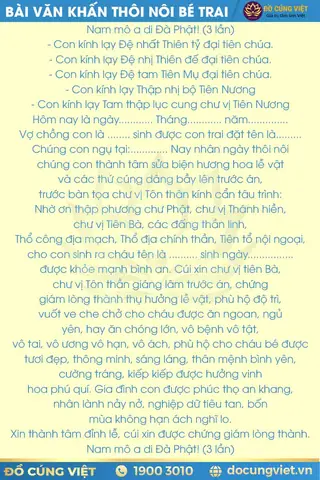 Bài Khấn Thôi Nôi Cho Bé Trai