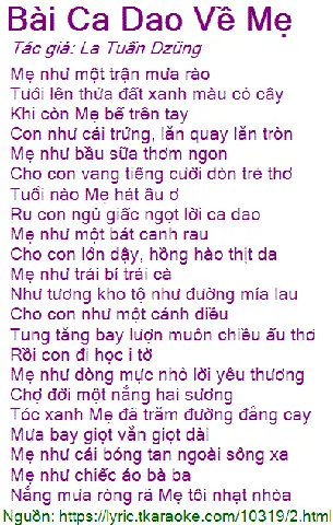 Bài Thơ Ca Dao Về Mẹ