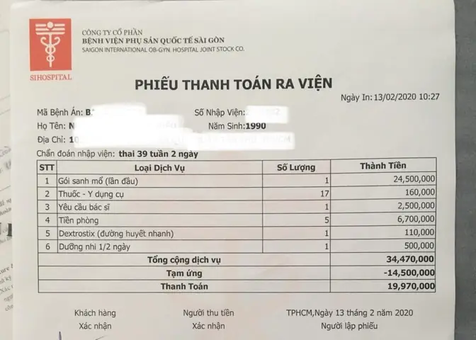Bảng Giá Bệnh Viện Phụ Sản Quốc Tế Sài Gòn