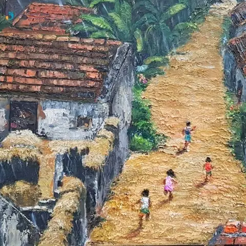 Bức Tranh Vẽ Phong Cảnh Quê Hương