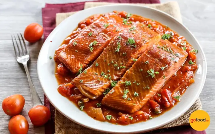 Cá Hồi Sốt Chua Ngọt Cho Bé