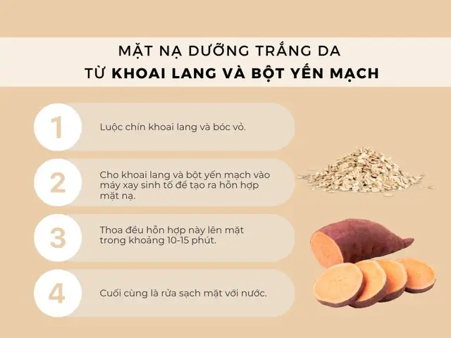 Cách Làm Trắng Da Bằng Khoai Lang