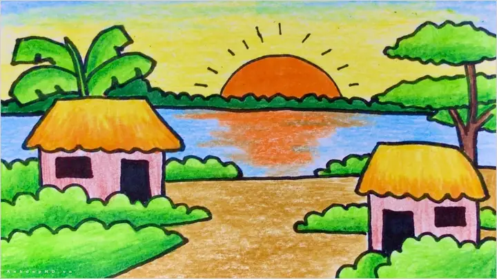 Cách Vẽ Bức Tranh Phong Cảnh Quê Hương