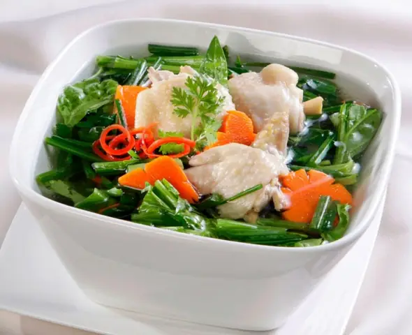 Cải Bó Xôi Nấu Thịt Gà Cải Bó Xôi Nấu Thịt Gà