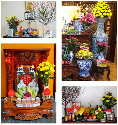 Cắm Hoa Cúc Trên Bàn Thờ
