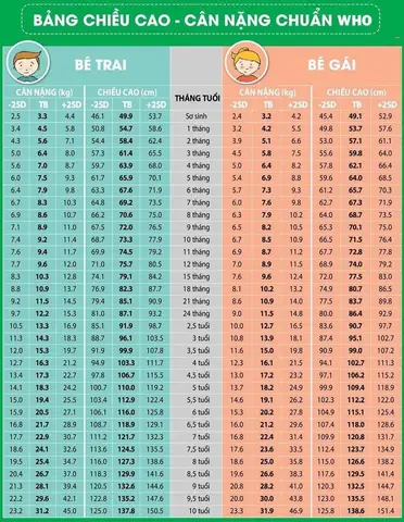 Cân Nặng Và Chiều Cao Của Trẻ Em