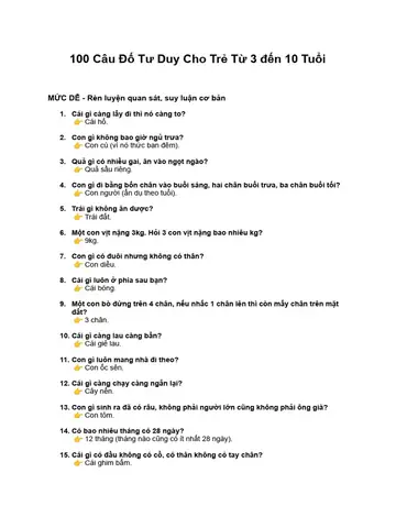 Câu Đố Trẻ Em 11 Tuổi