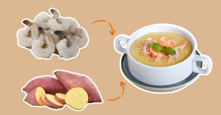 Cháo Tôm Khoai Lang Bí Đỏ