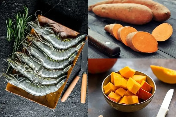 Cháo Tôm Khoai Lang Bí Đỏ