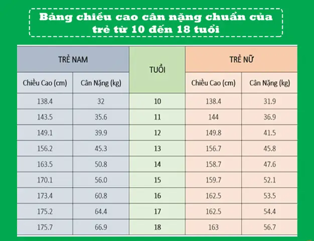 Chiều Cao Cân Nặng Của Trẻ 14 Tuổi