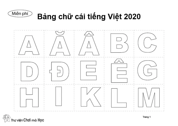 Chữ Cái Tiếng Việt Tô Màu