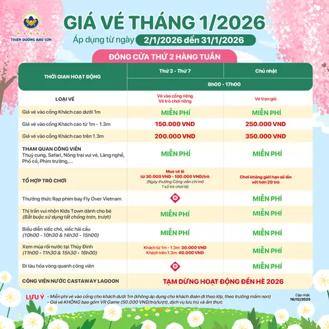 Giá Vé Công Viên Nước Thiên Thanh