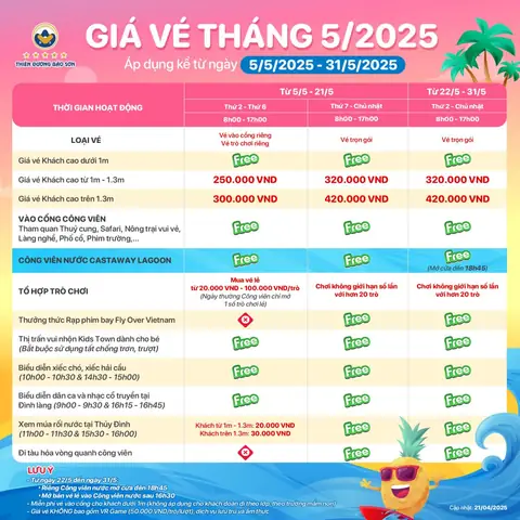 Giá Vé Công Viên Nước Thiên Thanh
