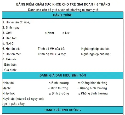 Giấy Khám Sức Khỏe Cho Bé Đi Học Mẫu Giáo