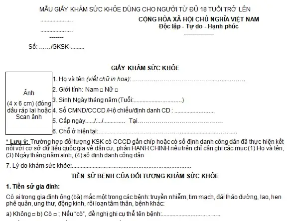 Giấy Khám Sức Khỏe Cho Bé Đi Học Mẫu Giáo