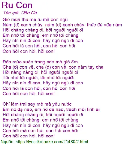 Gió Mùa Thu Mẹ Ru Con Ngủ Lyrics