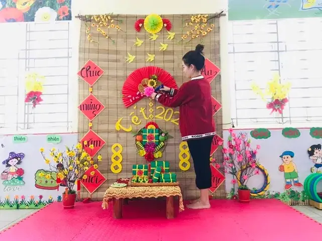 Hinh Anh Trang Tri Tet Truong Mam Non