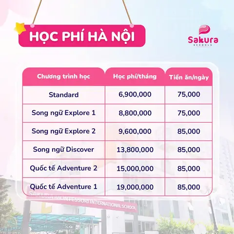 Học Phí Mầm Non Sakura Montessori