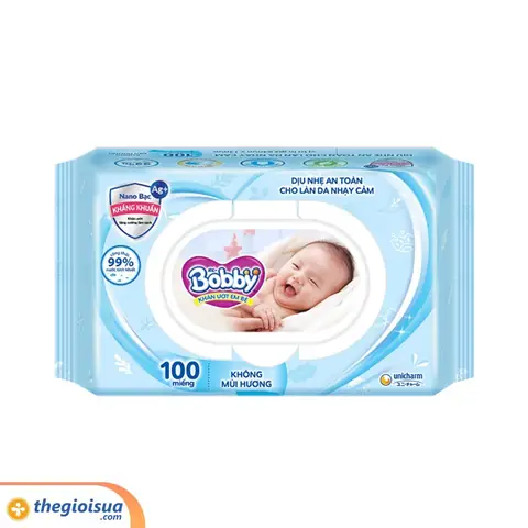 Khăn Ướt Bobby Không Mùi 100 Tờ