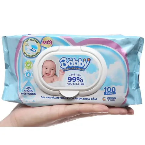 Khăn Ướt Bobby Không Mùi 100 Tờ
