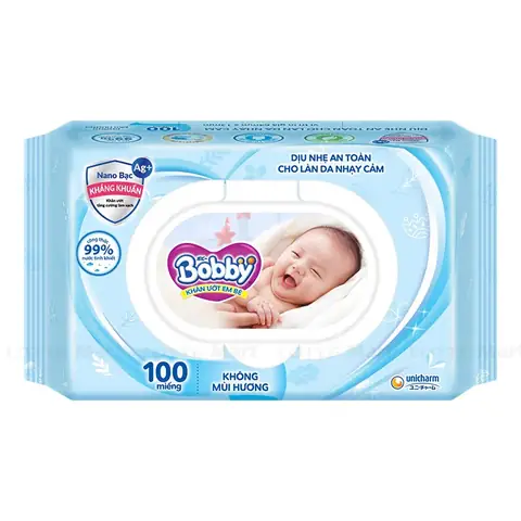 Khăn Ướt Bobby Không Mùi 100 Tờ