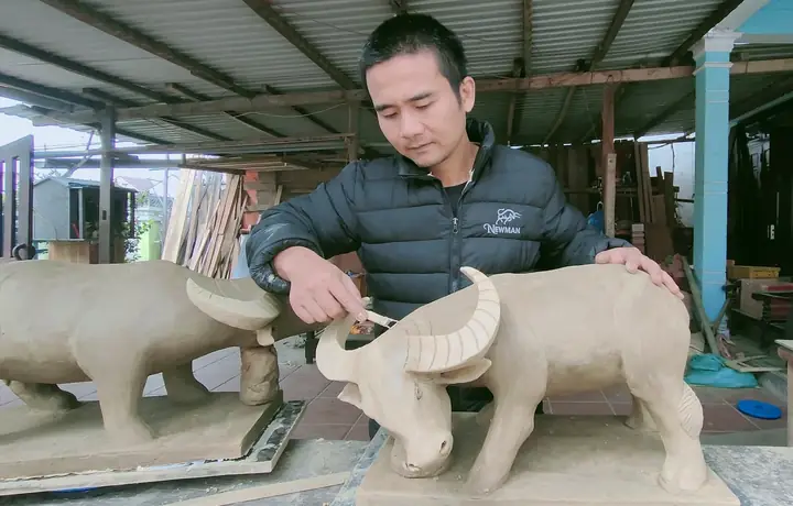 Làm Con Trâu Bằng Đất Sét
