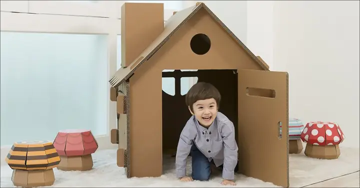 Làm Nhà Bằng Bìa Carton Cho Bé