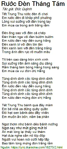 Loi Bai Hat Ruoc Den Trung Thu