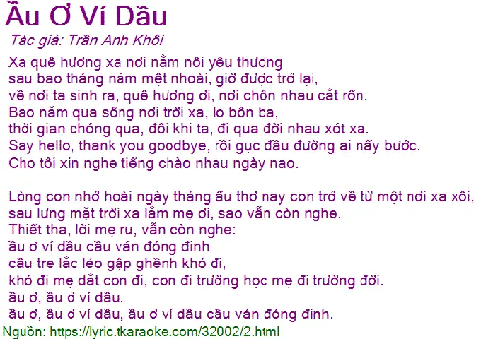 Lời Bài Hát Ví Dầu Cầu Ván Đóng Đinh