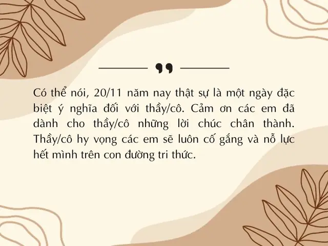 Lời Chúc Của Học Sinh Nhân Ngày 20 11