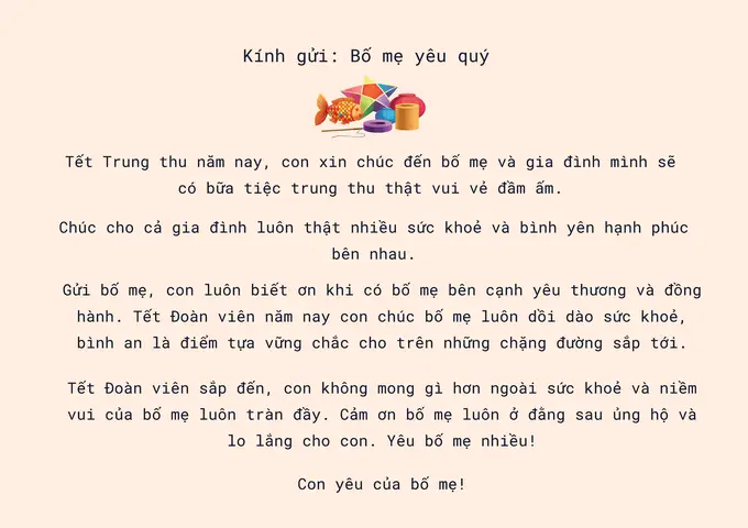 Lời Chúc Trung Thu Cho Con Yêu Lời Chúc Trung Thu Cho Con Yêu
