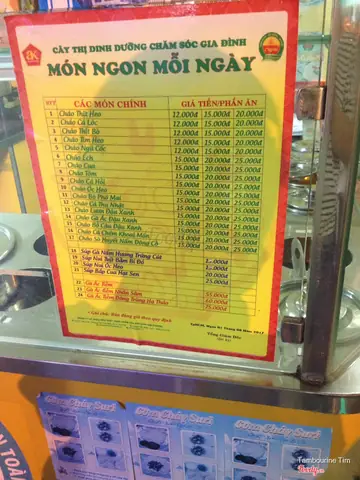 Menu Cháo Dinh Dưỡng Cây Thị