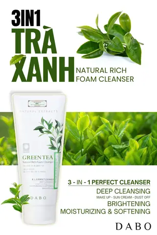 Review Sữa Rửa Mặt Dabo Trà Xanh 3 In 1