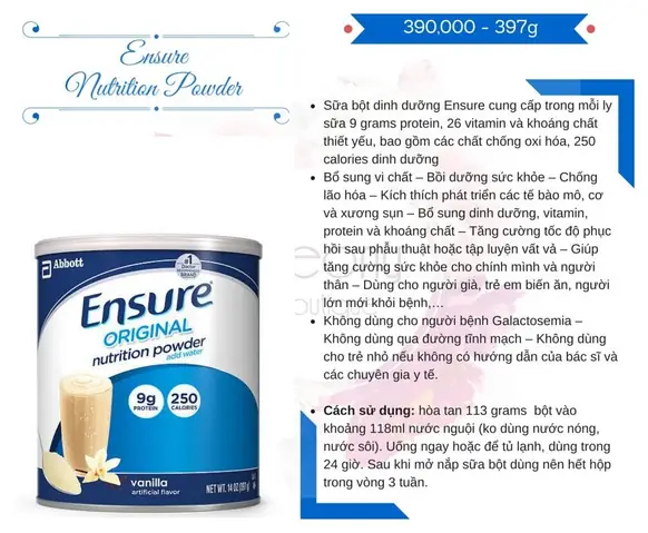 Sữa Bột Ensure Cho Người Gầy