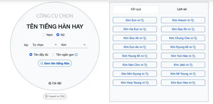 Tên Con Gái Hàn Quốc Hay