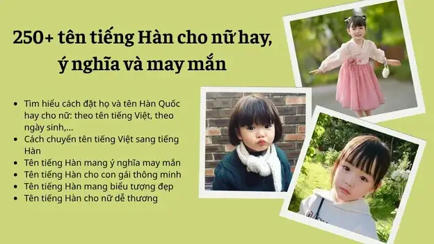 Tên Tiếng Hàn Đẹp Cho Nữ