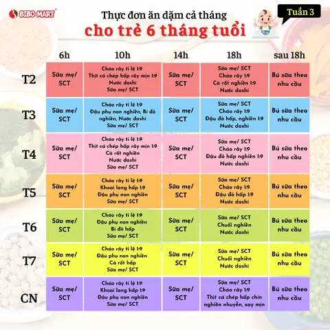 Thực Đơn Ăn Dặm Trẻ 6 Tháng