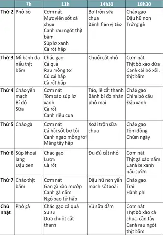Thực Đơn Cháo Cho Be 1 Tuổi