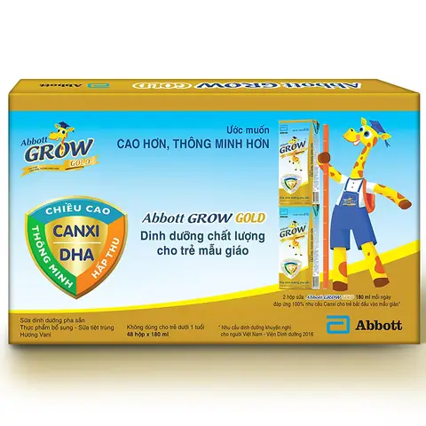 Thùng 48 Hộp Sữa Abbott Grow Gold Hương Vani 180ml