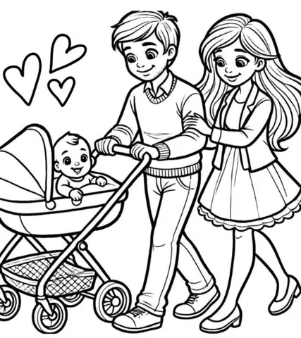 Tranh Cho Trẻ Tô Màu Chủ Đề Gia Đình