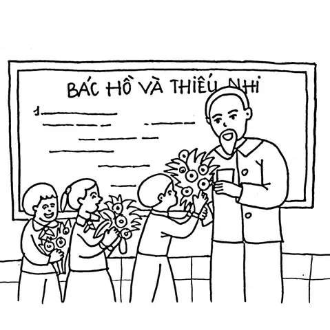 Tranh To Mau Bac Ho Voi Thieu Nhi