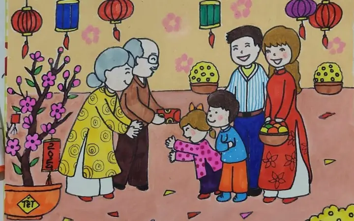 Tranh Vẽ Chủ Đề Ngày Tết Và Mùa Xuân