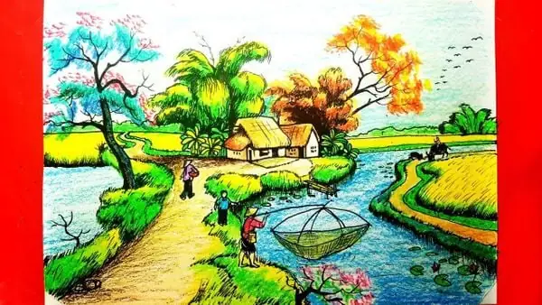 Vẽ Tranh Phong Cảnh Đồng Quê Của Học Sinh