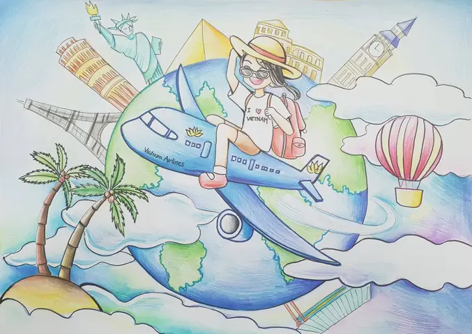 Vẽ Ước Mơ Làm Tiếp Viên Hàng Không