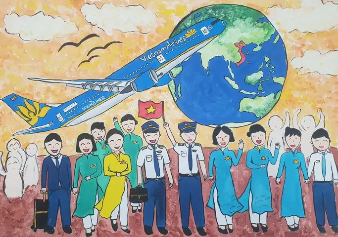 Vẽ Ước Mơ Làm Tiếp Viên Hàng Không